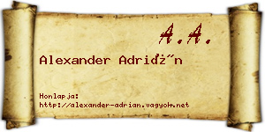 Alexander Adrián névjegykártya